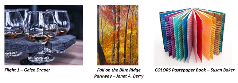 3 works by local artists that are part of the CCL Greensboro Art Reception